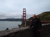 Motorcyclist in front of Golden Gate