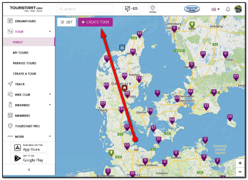 Create motorcycle tour