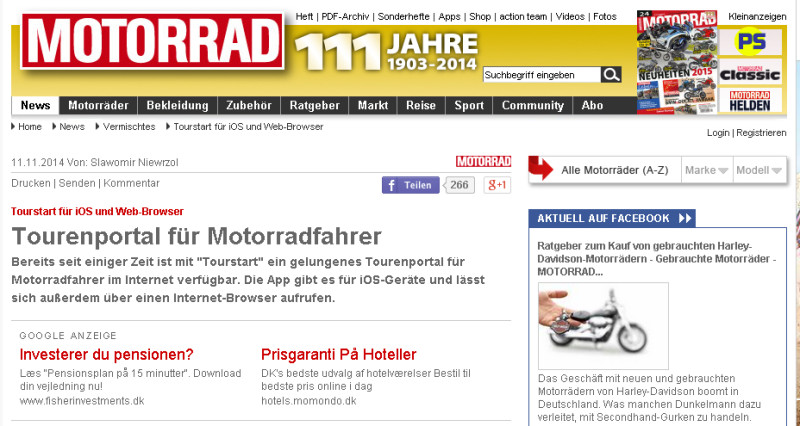 MOTORRAD  likes Tourstart